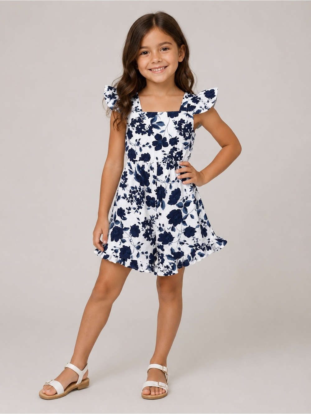 NWT Full Tilt Girls Navy Blue Floral Romper Shorts
